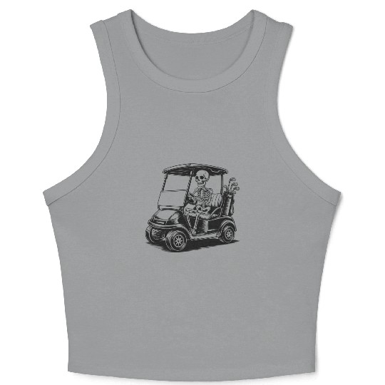 Skeleton Golfer Driving Golf Cart – Funny Golf T-S Crop Tank Top
