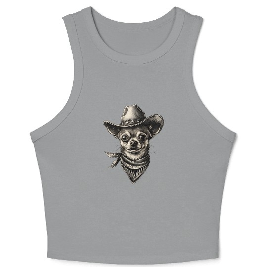 Western Chihuahua Cowboy Design Crop Tank Top