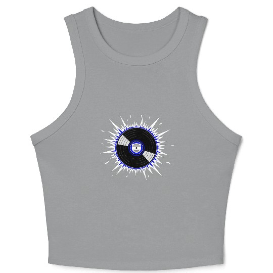 Vinyl Record Starburst Design Crop Tank Top