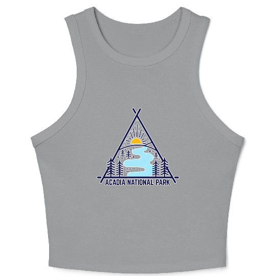 Acadia National Park Camping Scene Crop Tank Top