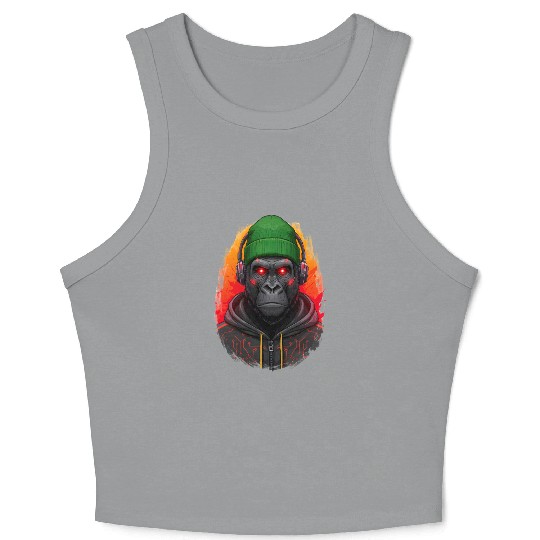 Cyberpunk Gorilla Digital Art Crop Tank Top