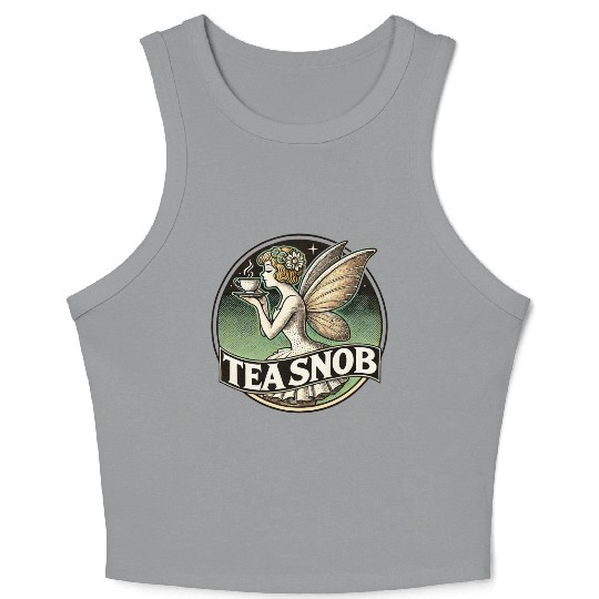Whimsical Fairy Tea Fairy Illustration Crop Tank Top