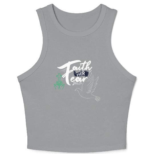 Faith Over Fear Inspirational Design Crop Tank Top