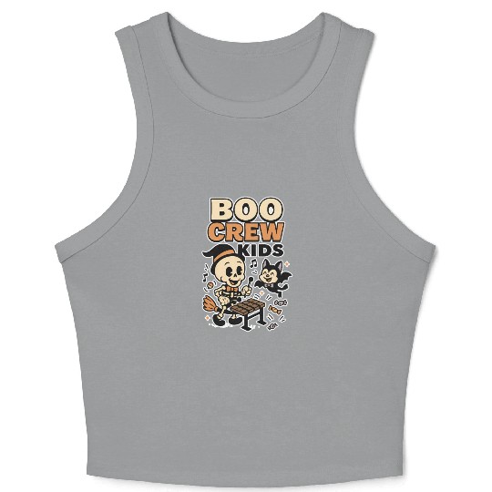 Halloween Skeleton and Bat Kids Crop Tank Top