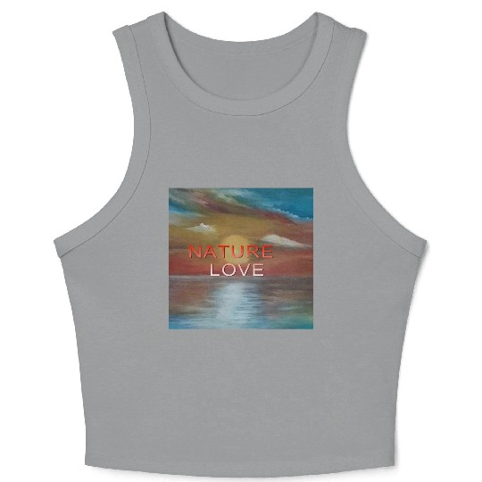 Sunset Ocean Nature Love Design Crop Tank Top