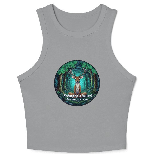 Enchanted Forest Deer Meditation Design Crop Tank Top