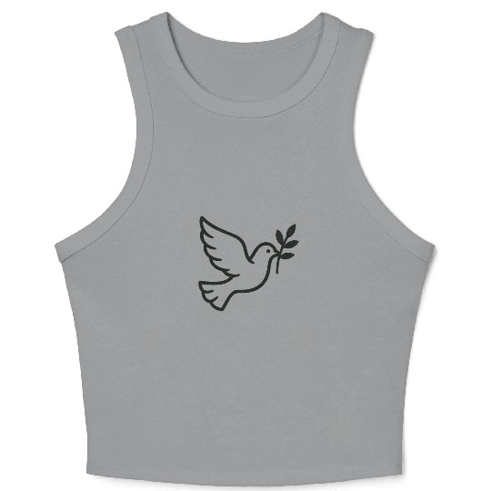 Elegant Doves with Olive Branch Design Crop Tank Top