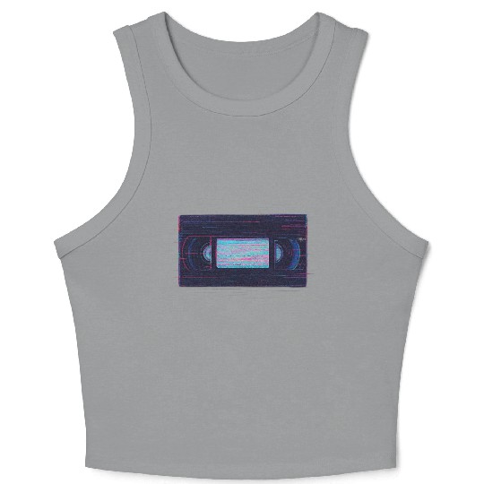 Retro VHS Tape Neon Glow Design Crop Tank Top