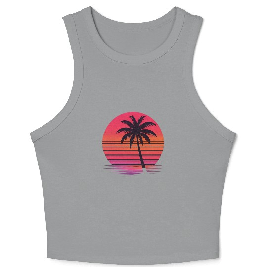 Tropical Sunset Silhouette Design Crop Tank Top