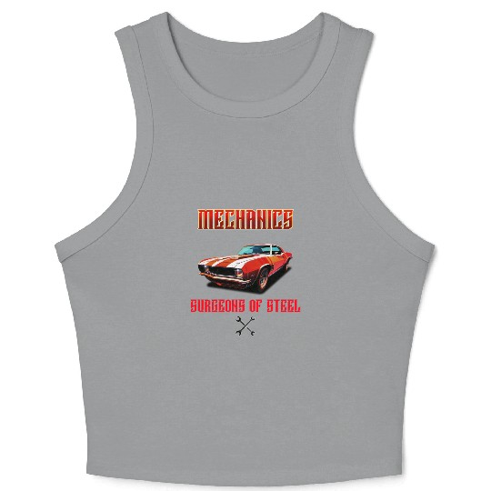 Muscle Car and Steel Mechanics Design Crop Tank Top