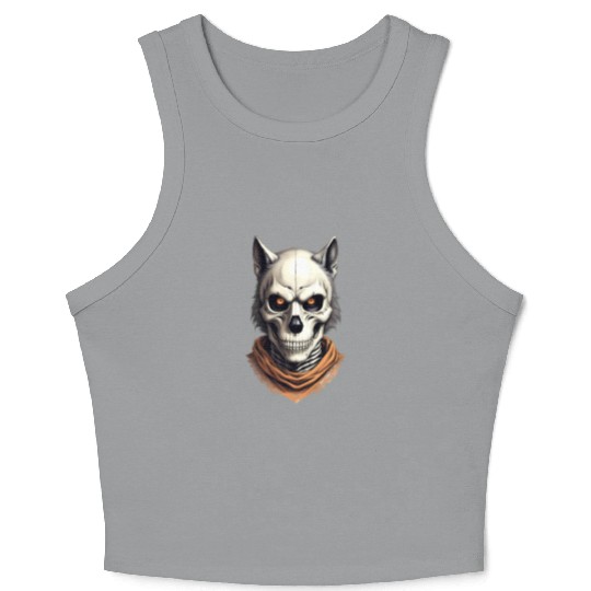 Mystic Werewolf Skull Illustration Crop Tank Top