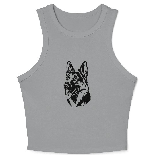 German Shepherd Head Illustration Crop Tank Top