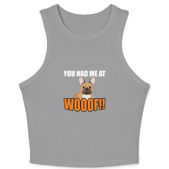 Adorable French Bulldog Woof Quote Crop Tank Top