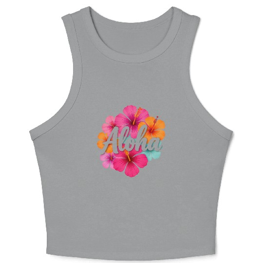 Aloha Hibiscus Hawaiian Dream Design Hawaii Vaca  Crop Tank Top