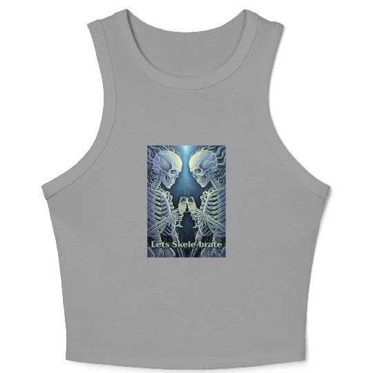Celestial Skeleton Toasting Champagne Crop Tank Top