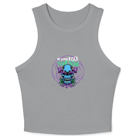 Psychedelic Rock Skull Design Crop Tank Top