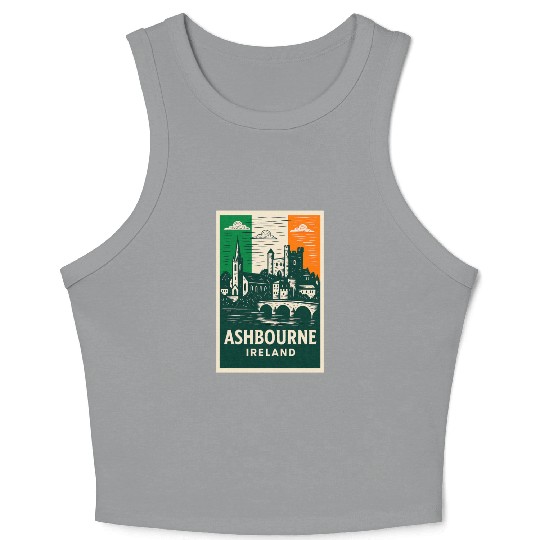 Irish Villagescape with Castle and Church Crop Tank Top