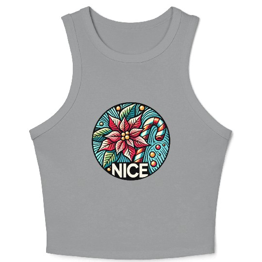 Festive Poinsettia Holiday Patch Crop Tank Top
