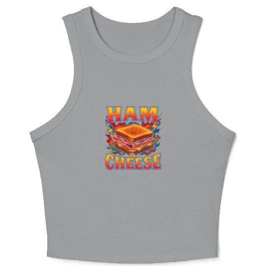 Ham And Cheese Sandwich Favorite Food Weird 90s Crop Tank Top