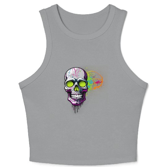 Neon Graffiti Skull Artwork Crop Tank Top