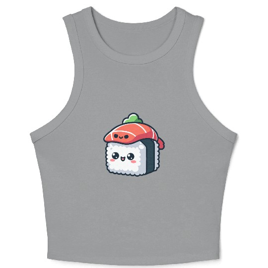 kawaii sushi character - food Crop Tank Top