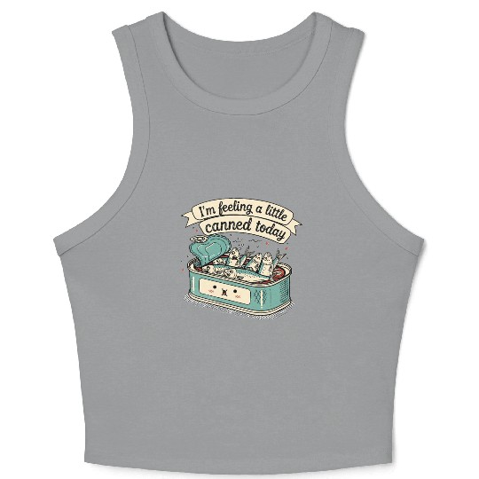 Whimsical Canned Fish Humor Design Crop Tank Top