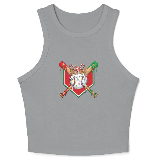 Basebal Christmas Drip For Boys Melting Ice Cream Crop Tank Top