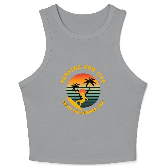Surfing for Life Sunset Design Crop Tank Top