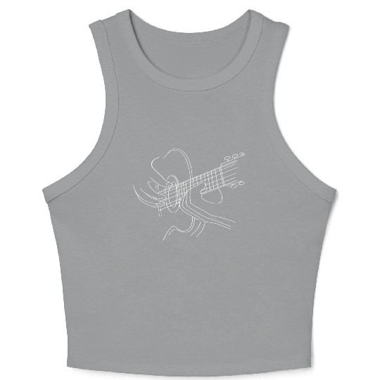 Guitar Line Art Design acoustic or classical  Crop Tank Top