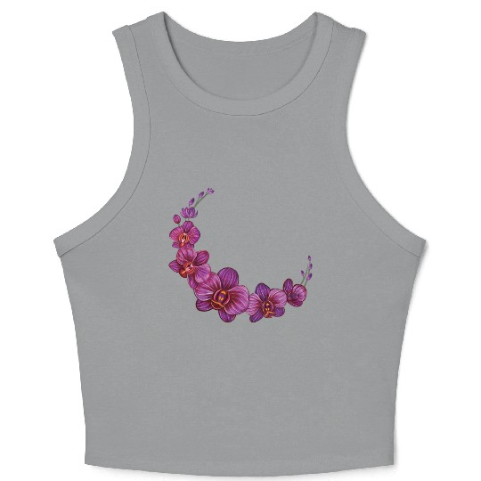 Violet Moon Orchid Flower branch illustration Crop Tank Top