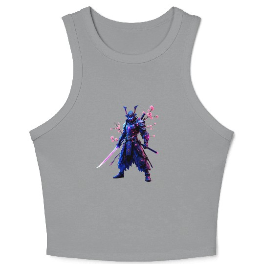 Neon Samurai Warrior Crop Tank Top