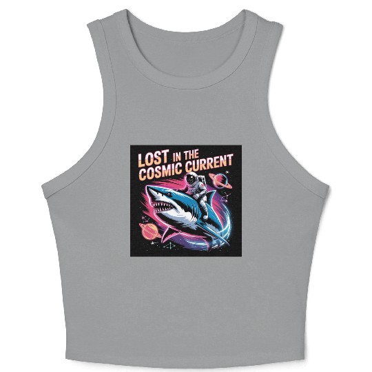Cosmic Shark Astronaut Design Crop Tank Top