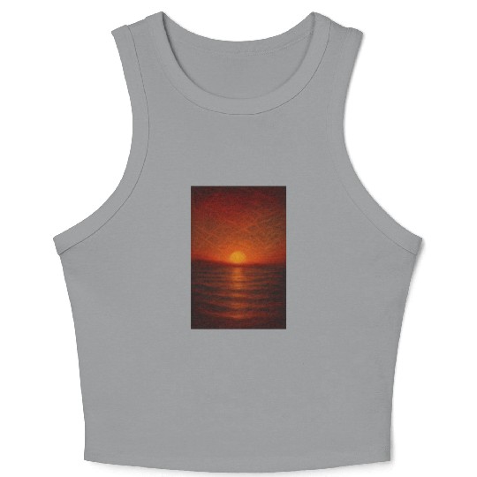 Sunset Over Calm Ocean Crop Tank Top