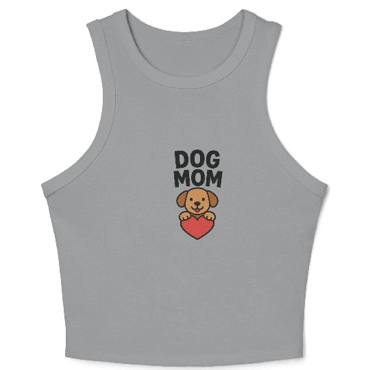 Dog Mom Heart Embrace Design Crop Tank Top