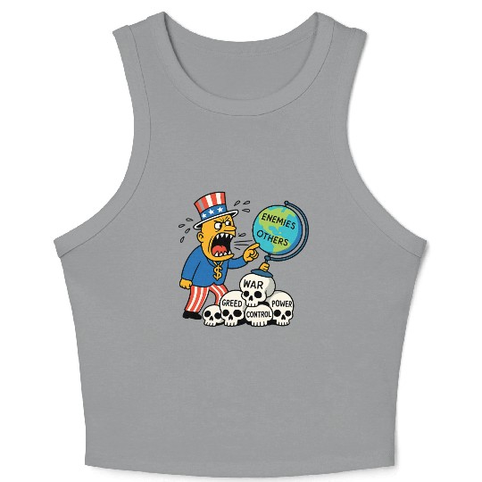 Angry Uncle America Confronts Global Enemies Crop Tank Top