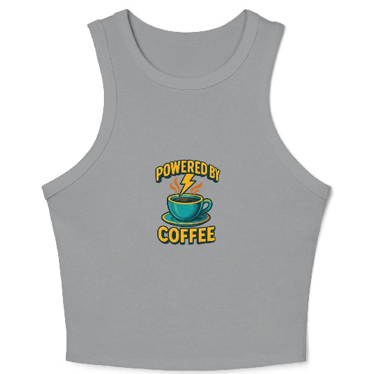 Powered by Coffee Illustration Crop Tank Top
