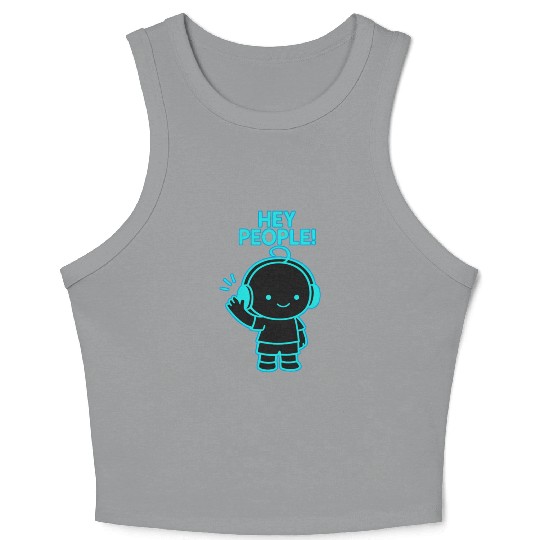Neon Hello Kid with Headphones Crop Tank Top