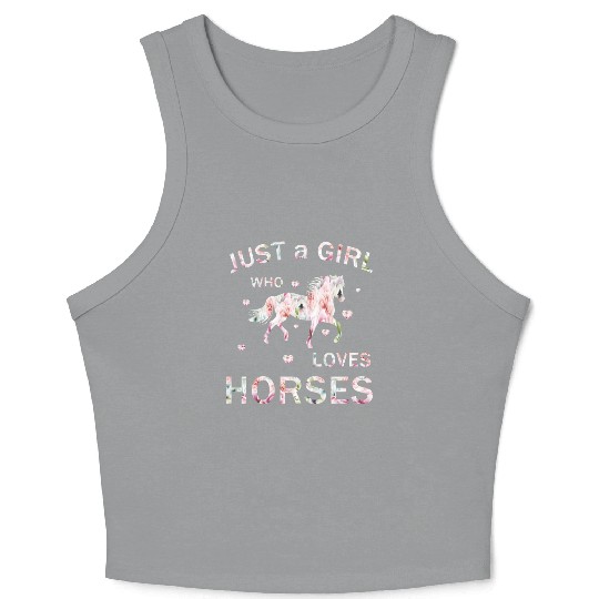 Just a girl who loves Horses floral Crop Tank Top