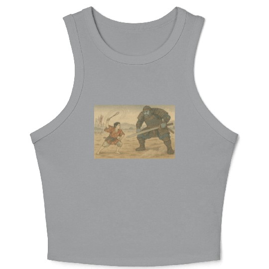 Epic Samurai Duel Illustration Crop Tank Top