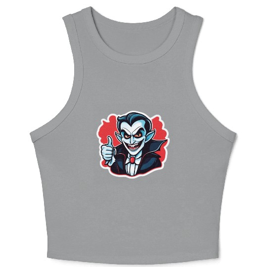 Vampire Villain Cartoon Illustration Crop Tank Top
