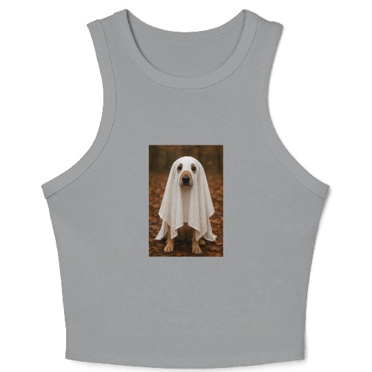 Autumn Forest Ghost Dog Tapestry Crop Tank Top