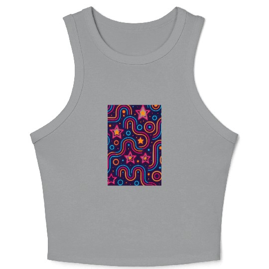Neon Starburst Cosmic Pattern Crop Tank Top