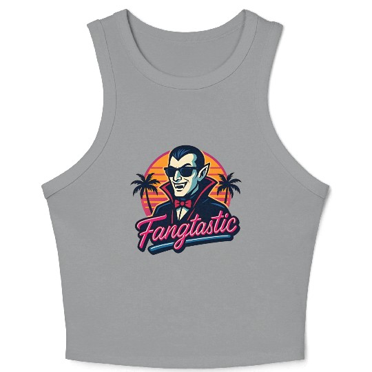 Fangtastic – Retro Vampire Neon Style Crop Tank Top