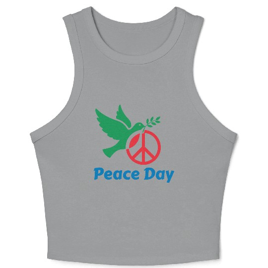 Peace Day Dove with Olive Branch Crop Tank Top