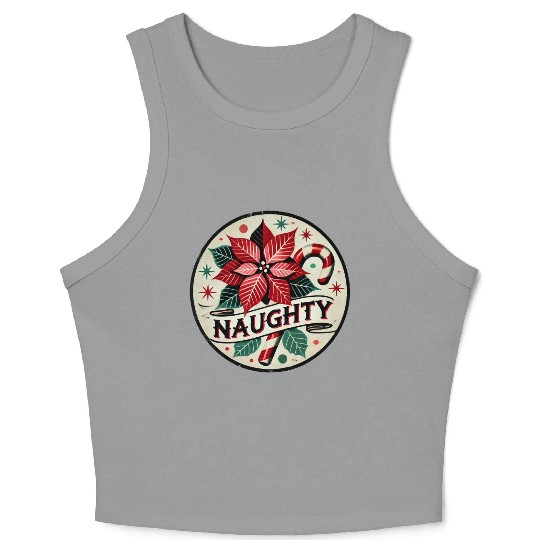 Festive Poinsettia Naughty Holiday Design Crop Tank Top