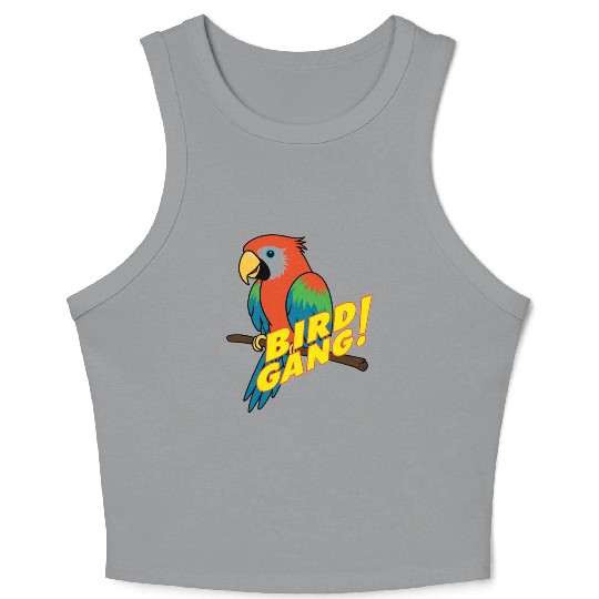 Bird Gang Parrot Cartoon Sticker | Tropical Funny  Crop Tank Top