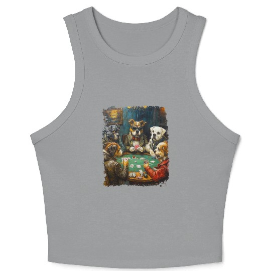 Playing Card Gambling Dog Playing Poker Cards Crop Tank Top