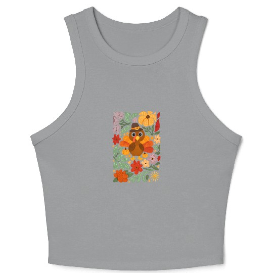 Festive Harvest Thanksgiving Turkey Crop Tank Top