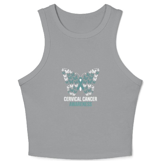 Cervical Cancer Awareness Butterfly Design Crop Tank Top