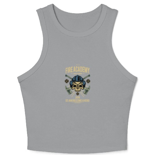 Fire Academy Skull Hero Design Crop Tank Top